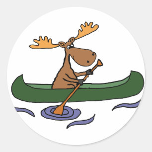 Adesivo Cartoon de Canoagem Funny Moose