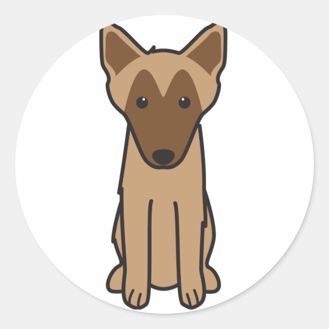 Adesivo Cartoon de Cão Malinois Belga (Frente)