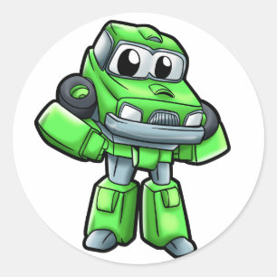 Adesivo Cartoon de carro robô verde - Escolher cor de fun