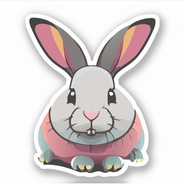 Adesivo Cartoon de Coelho Cortado (Frente)