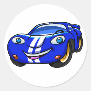 Adesivo Cartoon de corrida azul de super carro Escolher co