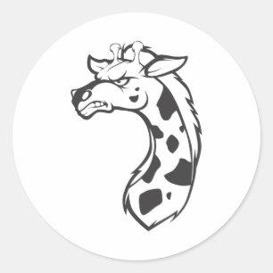 Adesivo Cartoon de Destaque da Raiva Mad Wild Giraffe