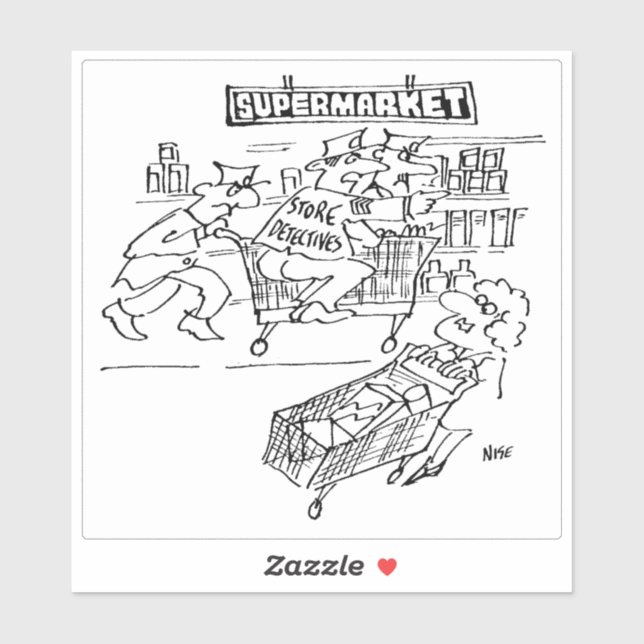 Adesivo Cartoon de detetives da Supermarket Store. (Folha)