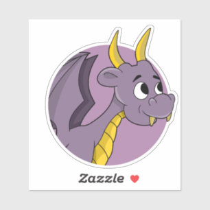 Adesivo Cartoon de dragão roxo Vinheta de corte personaliz