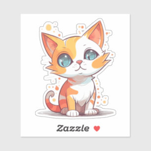 Adesivo Cartoon de Gato Castanho