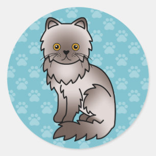Adesivo Cartoon De Gato Persa Lilac Desenho De Azul
