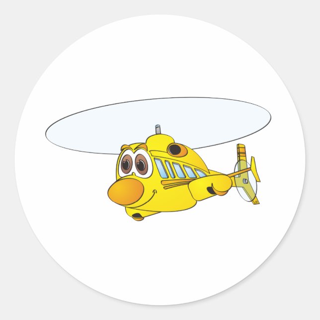 Adesivo Cartoon de helicóptero amarelo (Frente)