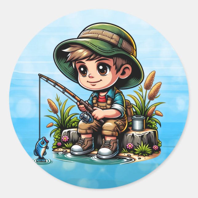 Adesivo Cartoon de Pesca para Meninos (Frente)