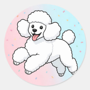 Adesivo Cartoon de Poodle Branco Feliz