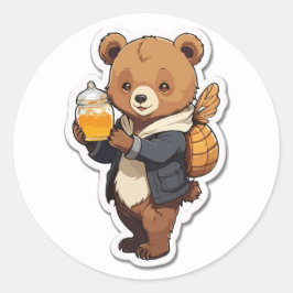 Adesivo Cartoon de Urso Bonito com Ilustração de Mel