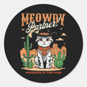 Adesivo Cartoon de Vintage do Parceiro Meowboy Cat