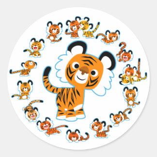 Adesivo Cartoon divertido Tigers Mandala (Blue)