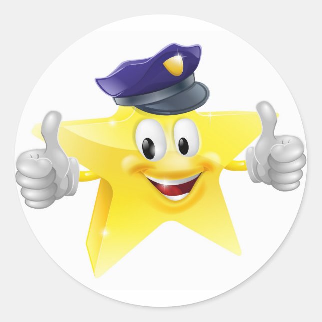 Adesivo Cartoon do policial estrela (Frente)
