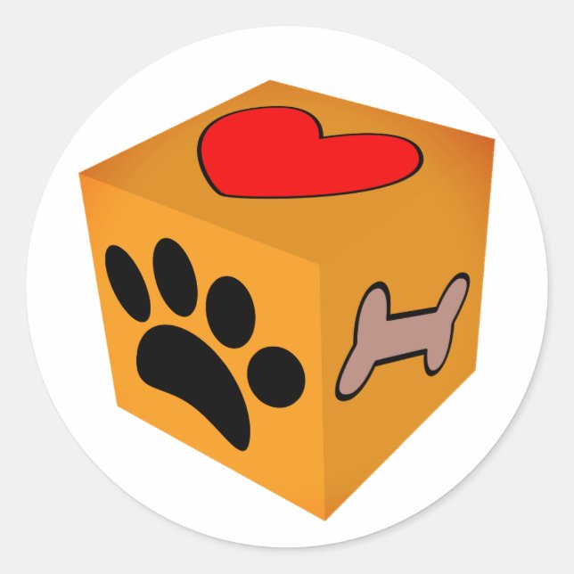 Adesivo Cartoon Dog Paw Heart And Bone (Frente)