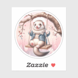 Adesivo Cartoon Doméstico Ferret Adorável