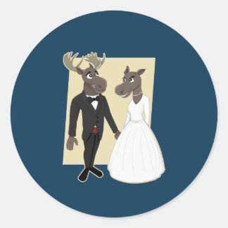 Adesivo Cartoon Engraçado de Casamento Moose