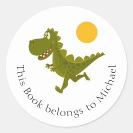 Adesivo Cartoon Engraçado Dinossaur Dino Jurassic Sun Book