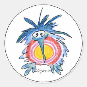 Adesivo Cartoon engraçado Kiwi Bird 4 Round Sticker
