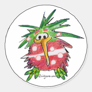 Adesivo Cartoon engraçado, Kiwi Bird Round Sticker