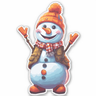 Adesivo Cartoon engraçado Snowman