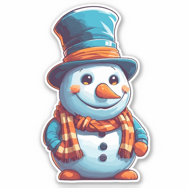Adesivo Cartoon engraçado Snowman (Frente)