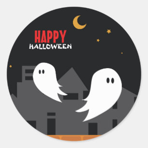 Adesivo Cartoon fantasma da cidade de Halloween