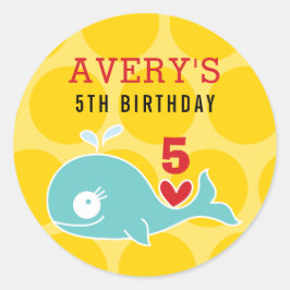 Adesivo Cartoon Festa de aniversário Vermelho de Baleia Ve