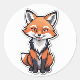 Adesivo Cartoon Fox Sticker - Criatura Selvagem