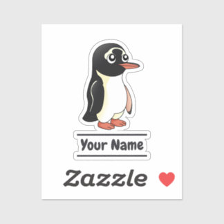 Adesivo Cartoon Gentoo Penguin com texto personalizado