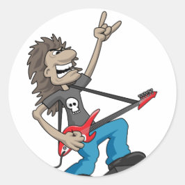 Adesivo Cartoon Guitarista Heavy Metal Rock
