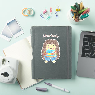 Adesivo Cartoon Hedgehog Livros de Carregando Vinil Sticke