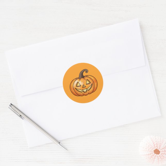 Adesivo Cartoon Laranja Jack O Lanterna Pumpkin Halloween (Envelope)