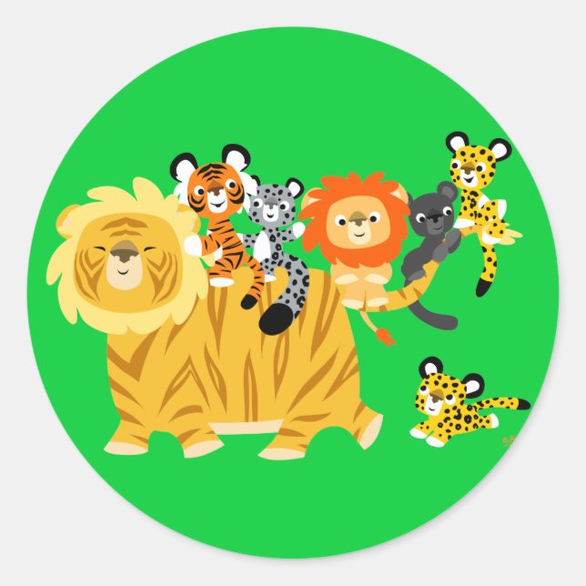 Adesivo Cartoon Liger e Friends round sticker (Frente)