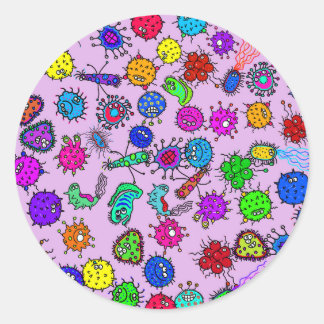 Adesivo Cartoon Microscópico Bactérias Inseto Arte de Arro