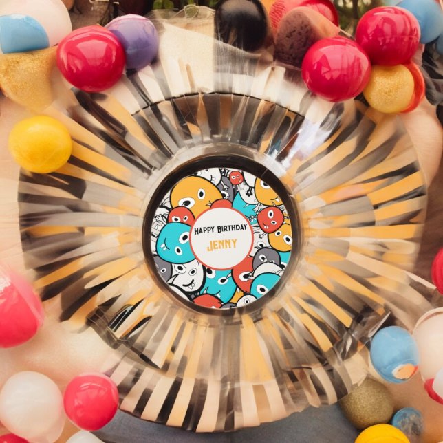 Adesivo Cartoon Monstro de Portas Multicolores (Halloween monster party theme sticker,birthday party sticker,gift pack,envelope,return gift sticker)