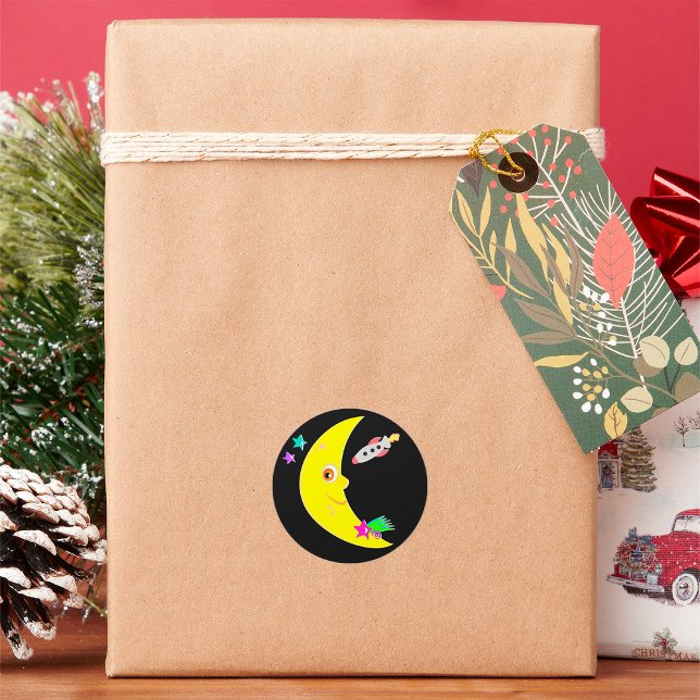 Adesivo Cartoon Moon Rocket Stickers (Criador carregado)