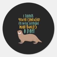 Cartoon Otter Engraçado Confuso com Dam Beaver