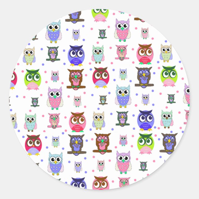 Adesivo Cartoon Owls Sticker (Frente)