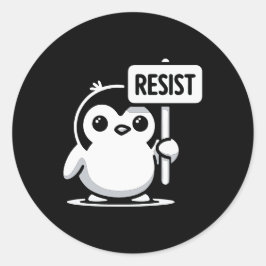 Adesivo Cartoon Penguin Holding Sinal RESIST - B & W