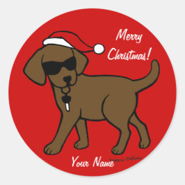 Adesivo Cartoon personalizado de chocolate Labrador Natal