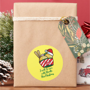 Adesivo Cartoon personalizável de macarrão de Natal