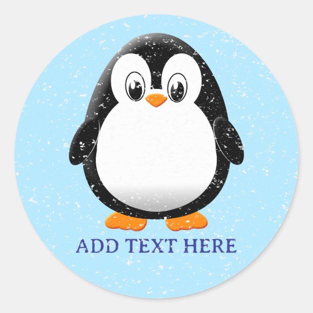 Adesivo Cartoon Pinguim Bonito Personalizado Inverno (Frente)