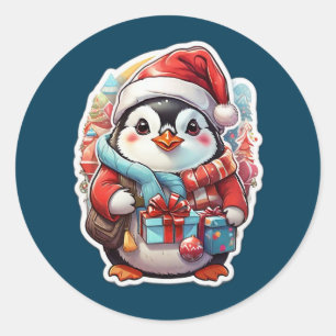 Adesivo Cartoon Pinguim de Natal Bonito