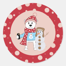 Adesivo Cartoon Polar Bear e Snowman Stickers