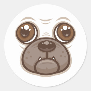 Adesivo Cartoon Pug Mug Puppy Dog Face