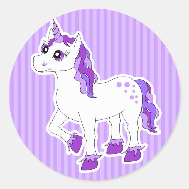 Adesivo Cartoon Purple Unicorn (Frente)