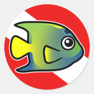 Adesivo Cartoon Queen Angelfish Dive Flag