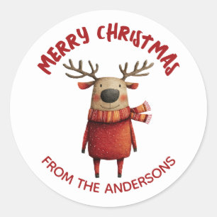 Adesivo Cartoon Reindeer Feliz Natal de