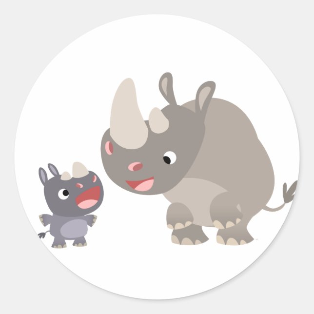 Adesivo Cartoon Rino Baby e Rhino Sticker (Frente)