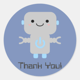 Adesivo Cartoon Robot Cute Obrigado Azul